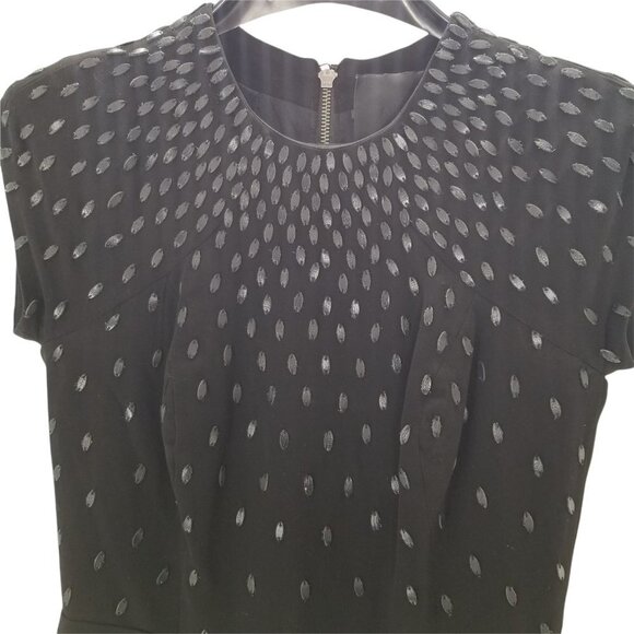Alc Black Leather Embellished Cap Sleeve Cocktail Party Sheath Dress Size 12 - Picture 6 of 10